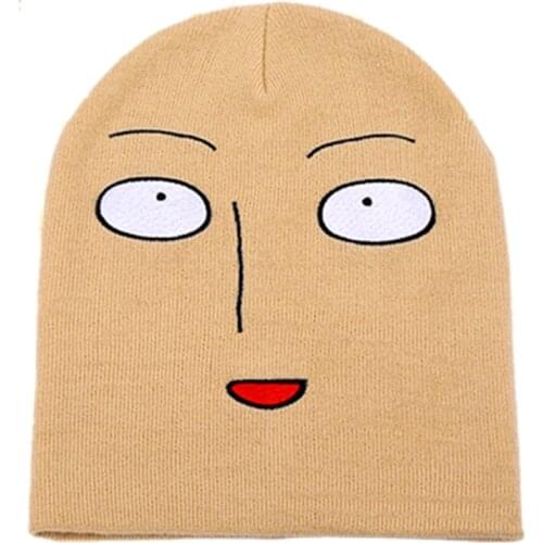 Japanese Anime Cosplay ONE -MEN Hat Saitama Cosplay shaven head Style Winter Warm Wool Cap Halloween Hats cap Free Shipping