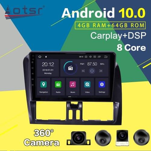For Volvo XC60 2009-2012 Android Radio Car Multimedia Player Car GPS Navigation Android 10.0 4GB 64GB PX6 Auto Stereo Head Unit