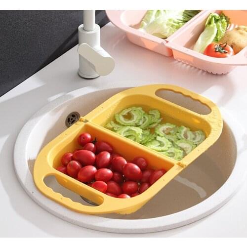 Hot Adjustable Dish Drainer Sink Drain Basket Washing Vegetable Fruit Plastic Drying Rack Kitchen Accessories Kitchen Storage