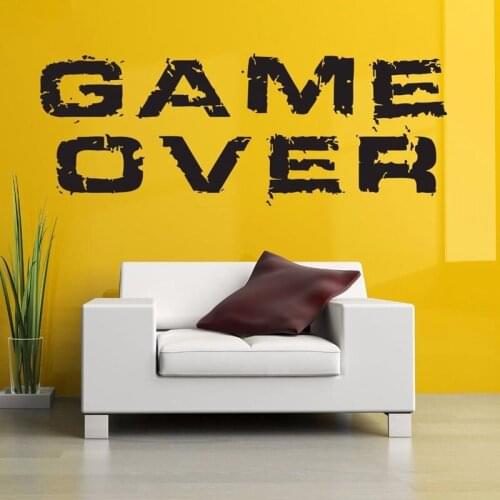 Game Over Decal Video Game Controller Sticker Play Decal Gaming Posters Gamer Vinyl Decals Decor Mural Video Game Wall Sticker