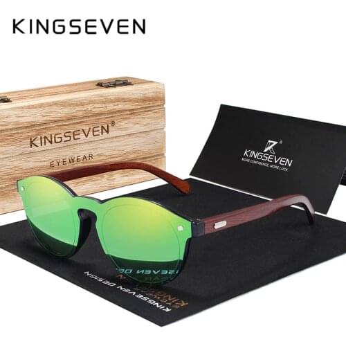 KINGSEVEN DESIGN 2018 Wooden Sunglasses For Men/Women High Quality Mirror Lens UV400 Classic Sun Glasses With Wooden Package