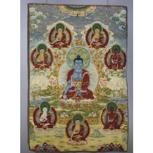 Chinese Antique collection the Thangka embroidery Eight pharmacist diagram