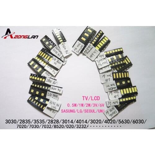 1-2WSMD LED Kit 3V/6V 2835/3030/2828/3535/5630/7020/7030/4020 Cold white For TV Backlight Beads 110PCS