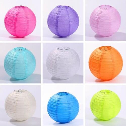 Round Chinese Paper Lantern 10-15-20-25-30-35-40cm Lampion Wedding Birthday Party Decoration Christmas Halloween Hanging Balls