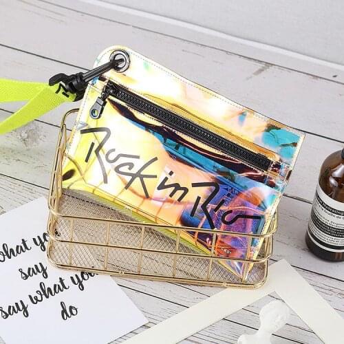 Fashion Laser Colorful Cosmetic Bag PVC Waterproof Letter Print Makeup Pouch Neceser Muejr Toiletry Bag Kosmetyczka Make Up Bag