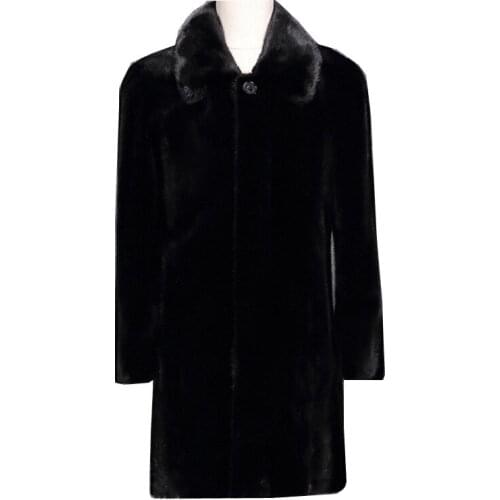 New High Imitation Suede Coat Mens Long-Skinned Fur Coat Mink Fur Leather Large size Black jacket Size S M L XL XXL -5XL 6XL