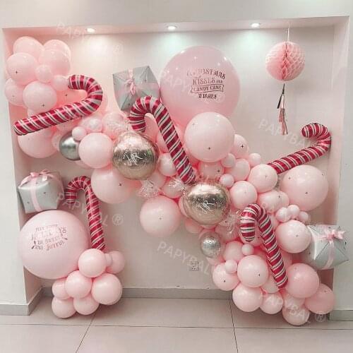 94pcs Merry Christmas Latex Balloons Set DIY Arch Pink Garland Silver Chrome Baloon Foil Globos Decorations New Year Xmas Gifts