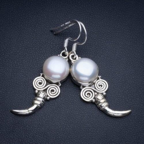 Natural River Pearl Boho Style 925 Sterling Silver Drop Earrings 1 1/2" R1751