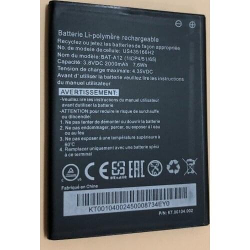 New BAT-A12 For Acer Liquid Z520, Liquid Z520 Dual SIM (P/N BAT-A12(1ICP4/51/65) KT.001 Battery 2000mAh Phone Battery