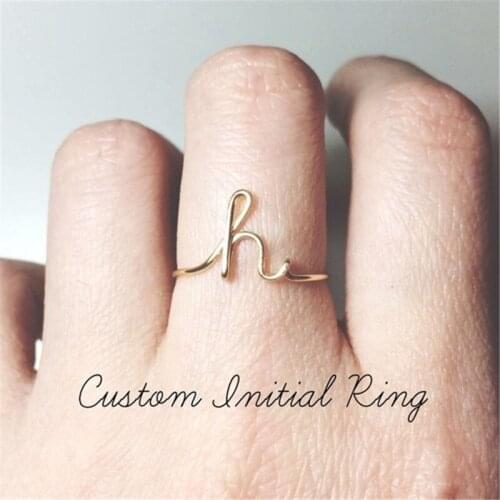 New simple Surname Ring 26 LETTER RING A-Z full letter fashion lady rose gold LETTER RING