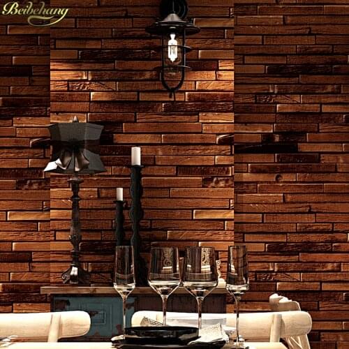 Beibehang Retro nostalgic imitation wood plank wood grain wood texture wallpaper log color background wall paper papel de parede