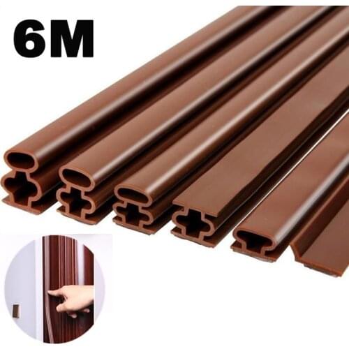 6M Silicone Sealing Weather Strip Door Bottom Window Gap Windproof Soundproof Dust Noise Damper Rubber Self-Adhesive Filler Tape