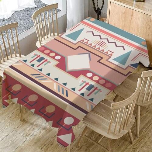 Ethnic Style Tablecloth Waterproof Oilproof Rectangular Table Cloth Family Simplicity Practical Tablecloth Polyester Material