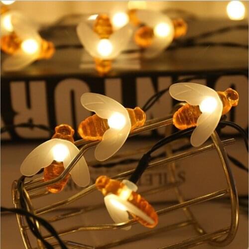 LED Bees Solar Fairy Christmas Lights String Outdoor Waterproof Garden Festoon Garland Wedding Party Holiday Lighting Decoration