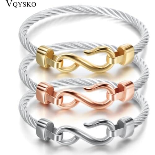 Three-Color Titanium Steel Bracelet Hooks Fashion Jewelry Infinity Love Charm Bracelets Bangles For Women