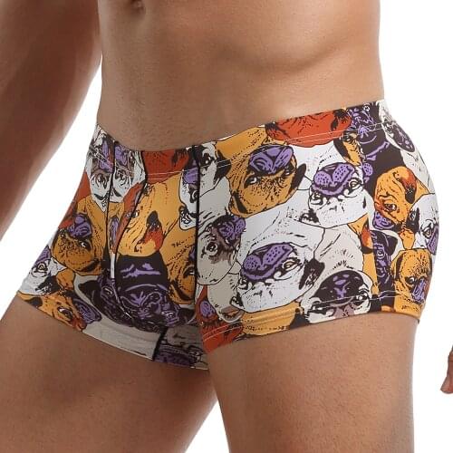 Men ultra-thin Ice Silk Cartoon Print boxer men sexy hot man underpants summer shorts panties