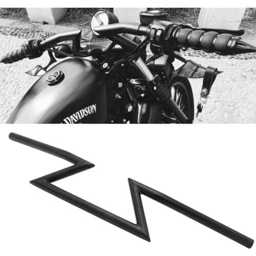 Universal Motorcycle Handlebar 7/8" 22mm Z Bar For Harley Honda Yamaha Kawasaki Suzuki Chopper Bobber Cafe Racer Black / Chrome