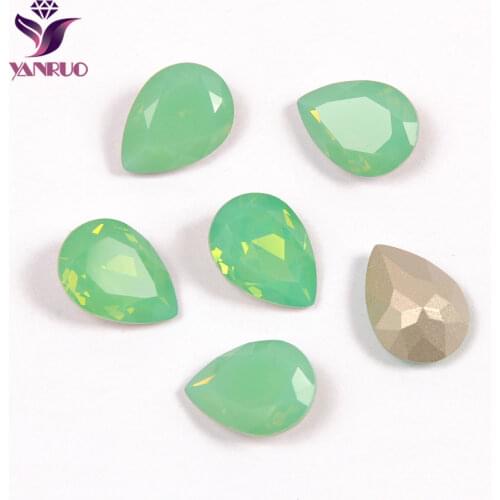 YANRUO Teardrop Pacific Opal Claw Crystals All for Needlework Sewn Rhinestones Glass Sewing Ornaments Diamond Stones
