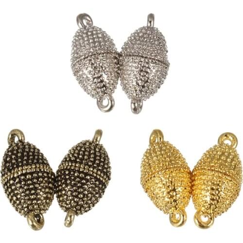 LOULEUR 10pcs Retro Magnetic Clasps For Necklace Bracelet Diy Jewelry Fit Round Leather Cord End Caps Connectors F1929