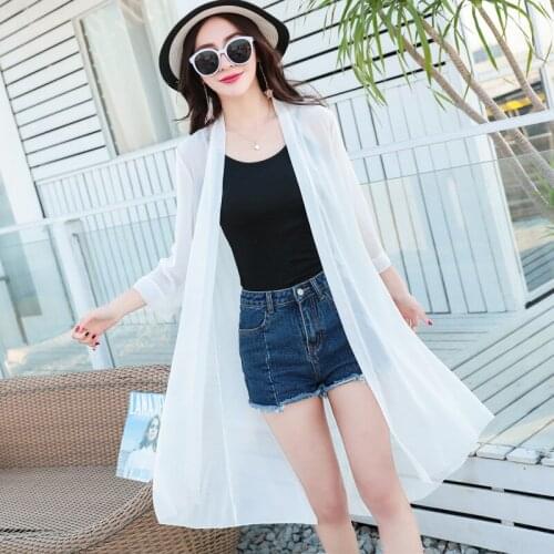Summer Chiffon Sun Protection Clothing Women Large Size Long Thin Trench Coat Female New Fashion Sunscreen Shirt Feminina