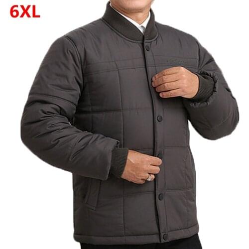 Big size winter cotton jacket 6XL 5XL father cotton coat mens cotton-padded clothes big size jacket coat liner