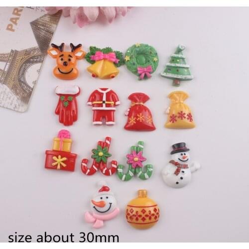 10pcs/lot new arrival resin Christmas cabochons snowman Christmas tree santa resin carfts accessories