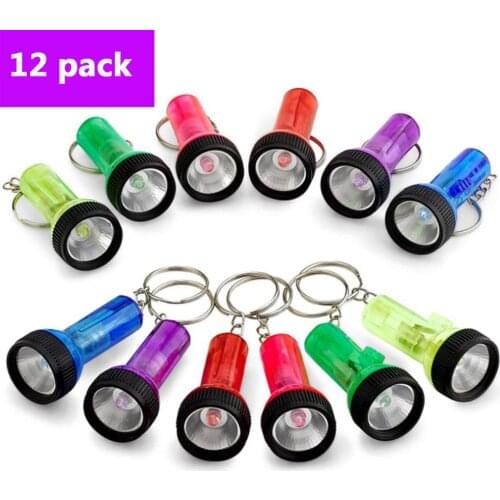 12 Packs Keychain Flashlight Portable Torch Mini Flashlight Super Bright LED Flashlight Mini Torch with Keychain(Random Color)