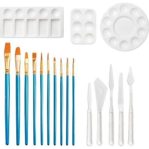 18Pcs Paint Palette and Painting Knife Set Paint Brush Paint Trays Paint Knives Suitable for Kinds of Paint Art Supplies