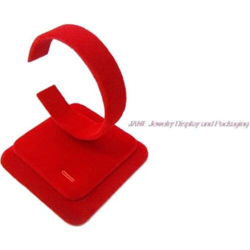 Free shipping 2pcs Jewelry Display Bracelet Holder Rack Adjustable Circle Watch Stand in Red Velvet 7*7*8CM