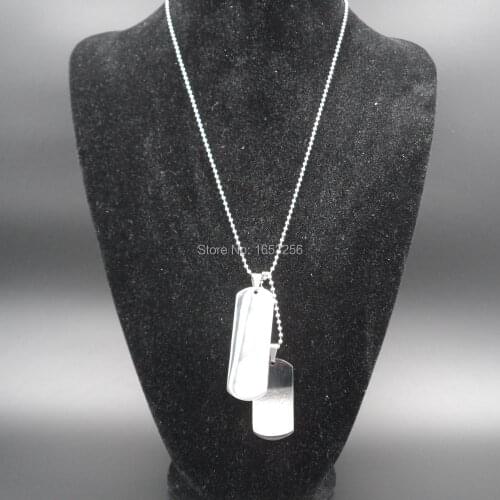 2ocs/ set Lastest Stainless Steel Plain Dog Tag Necklace Pendant fashion Women Men gifts 2pcs