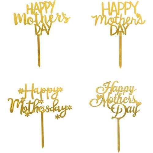 2021 Happy Mothers Day Cake Topper Acrylic Rose Gold Best Mama Mom Cake Topper for Mothers Day Birthday Party Cake Decorations