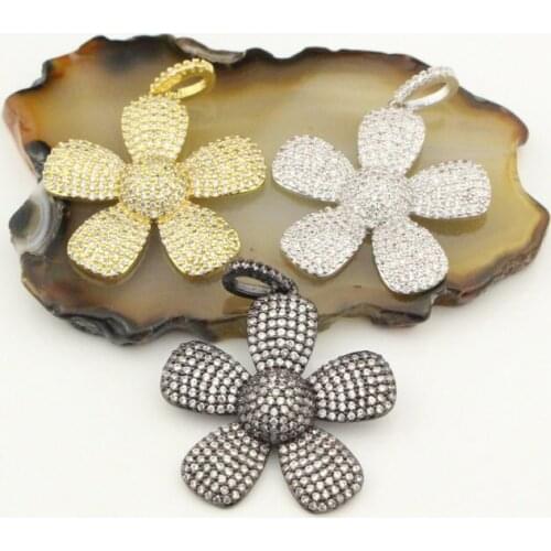 28*28mm 5pcs/lot High quality cz pendant, flower shape cubic zircon charm jewelry, exquisite bracelet/necklace component