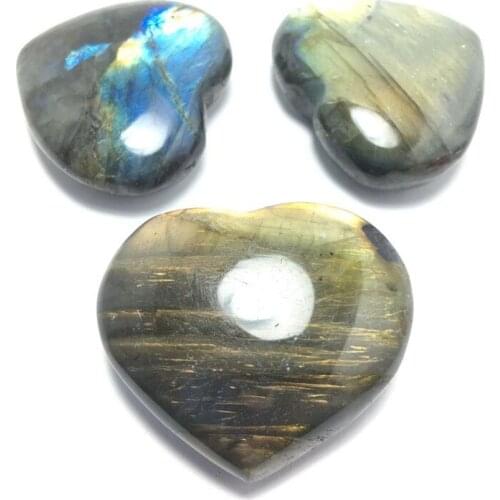 3pcs/lot Natural Labradorite Heart Handmade Mineral Crystal Specimen Home Decoration