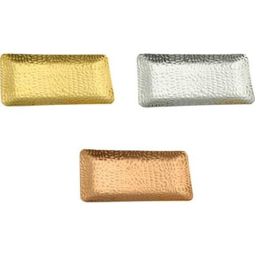 3PCS Thick Towel Dish Rectangular Napkin Dish Hotel Coffee Dish Snack Dish Wet Wipe Dish Stainless Steel