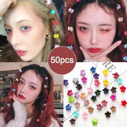 50 Pcs/Set New Children Cute Cartoon Flower Hairpins Mini Colorful Girls Hair Claws Sweet Hair Accessories Broken Hair Clip