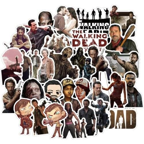 50PCS Walking Dead Stickers Pack For On The Laptop Fridge Phone Skateboard Travel Suitcase luggage Horror Sticker