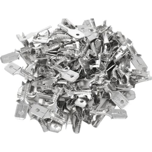 6.3mm Male Electrical Spade Crimp Terminals Wiring Connectors 100 Pcs