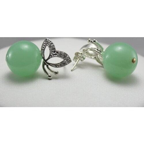 925 SHIPPING ELEGANT NATURAL JADE STUD EARRING