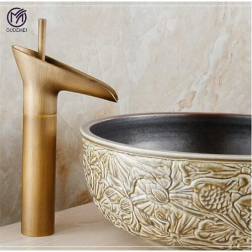 Bathroom Accessories Brass Antique Faucet Sink Mixer Tap Vanity Hot and Cold Water Mixer Tap Bathroom Faucet Waterfall