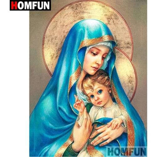 HOMFUN Diamond Painting Cross Stitch "Religious woman" Full Square Round Diy 5d Diamond Embroidery Picture Rhinestone Art A02421