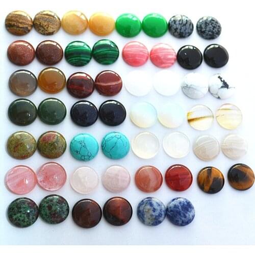 Assorted Natural Stone Round CAB Cabochon Beads Opal Roses Quartz Agates DIY Jewelry Finding Making Free Shipping 26PCS 16*16mm
