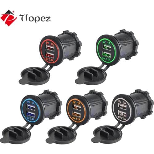 3.1A Dual USB Car Cigarette Charger Socket Waterproof Power Outlet 12V/24V LED Digital Display for Car Boat Marine Motorcycle D5