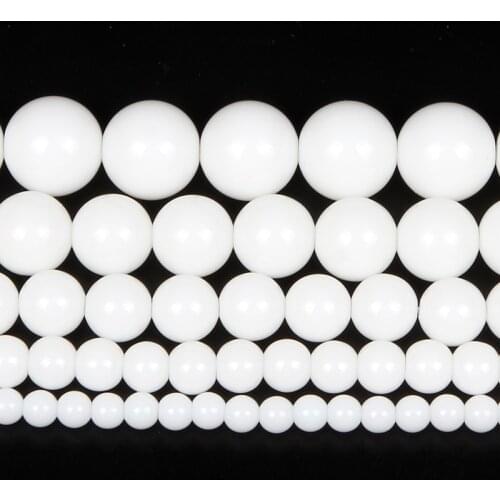 Natural Stone Baked White Glass Charm Beads Round Loose Beads For Jewelry Making For Needlework Beads Diy Strand 4/6/8/10/12 MM