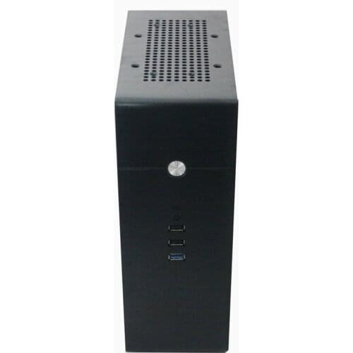 Black Desktop aluminum computer small chassis Vertical desktop ITX small chassis Optional 1U power supply