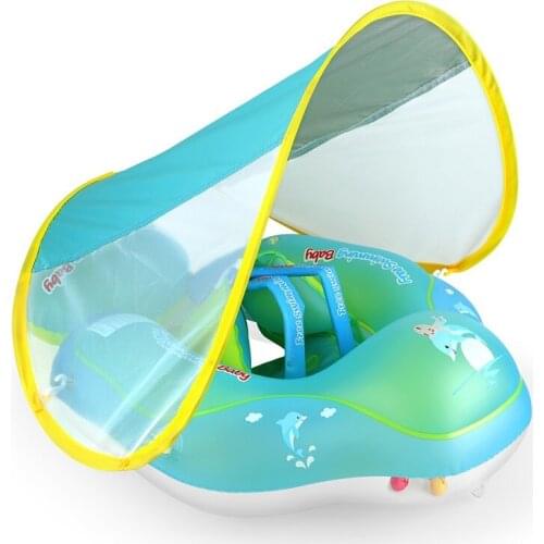 Childrens Swimming Ring floating Lying Inflatable Thickened PVC Underarm Ring With Sunshade Kids Water Fun Playing Accessories