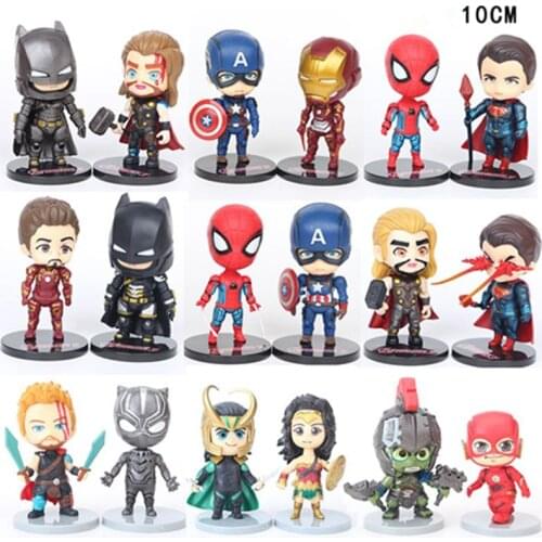 Disney Marvel Avengers Newest Toys 10cm 6pcs Thanos Hulk Buster Spiderman Iron Man Captain America PVC Action Figures Cute Dolls