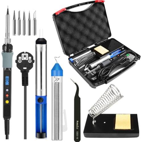 80W 110V 220V Adjustable Temperature Electric Soldering Iron Kit Welding Solder Rework Station Heat Pencil Repair Tools Set