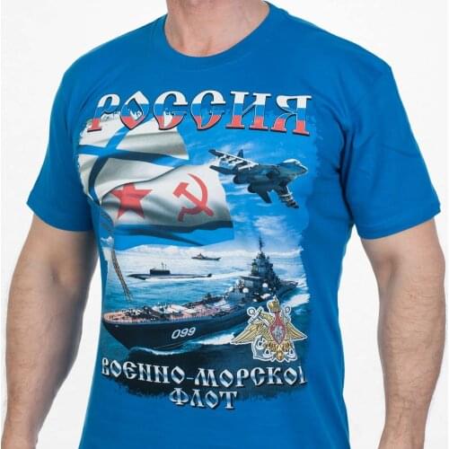 Russia Navy Fleet Printing T-Shirt Russian Military Mens Clothing Cotton O-Neck Short Sleeve T Shirt New Size S-3XL
