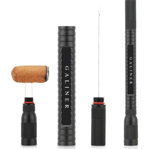 GALINER Metal Perfect Draw Cigar Enhencer Tool Portable Striped Shape Punch Cigar Cutter Needles With Gfit Box Packaging