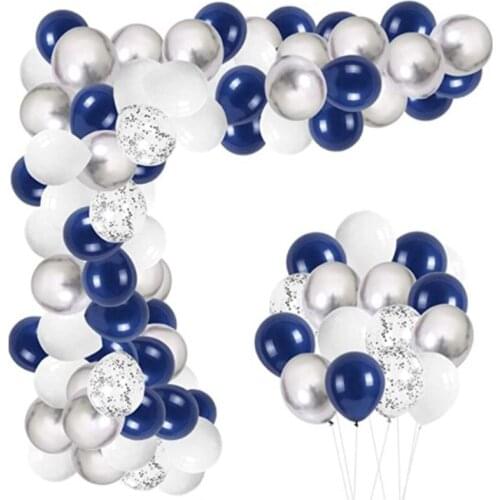 Hot XD-Navy Blue Balloons Garland Kit Navy and Silver White Balloons Arch with Balloon Accessories